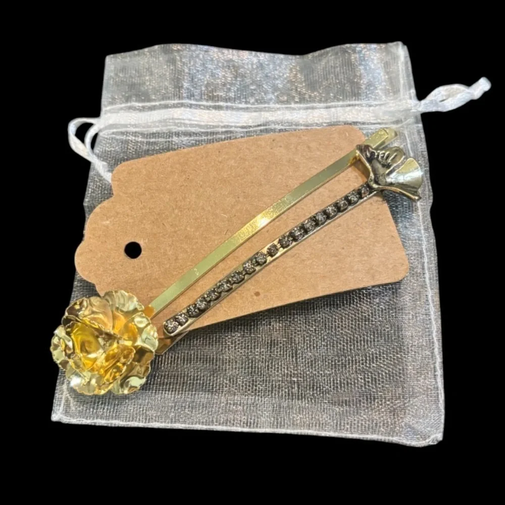 Serefina Elegant Gold Toned Floral Hair Pins NWOT